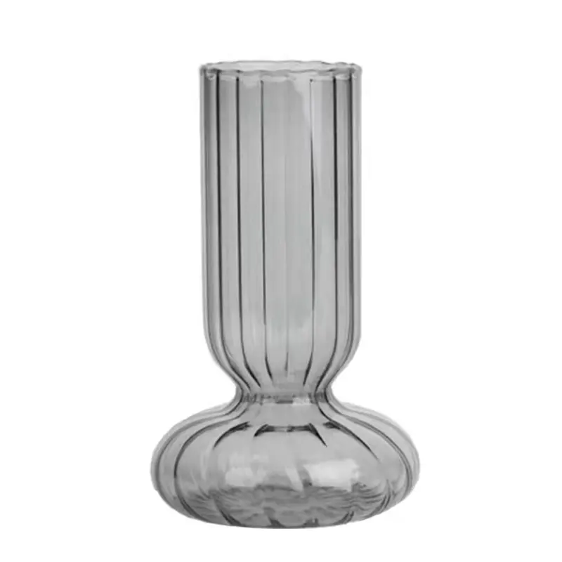 Vase à boutons en verre de style vintage, 1 pièce, avec ligne côtelée