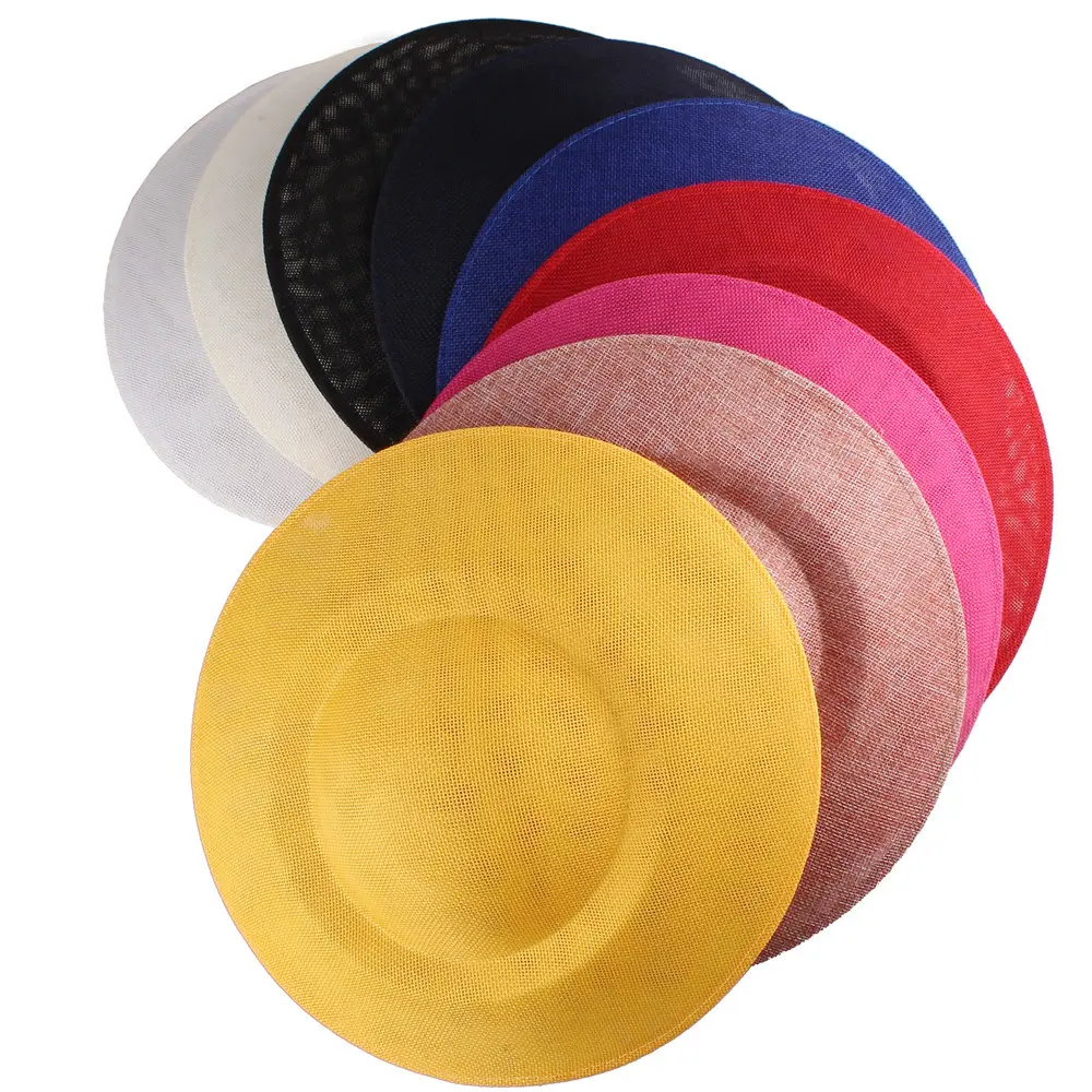 Sombreros de tela de lino para mujer, 25CM, base real, linenette, clásica, grande, redonda