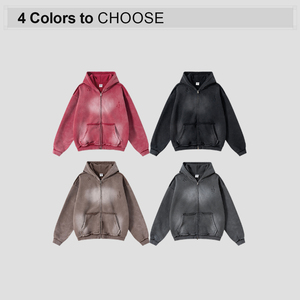 Bán Buôn Chất Lượng Cao Quá Khổ Zip up Batik Hoodies Người Đàn Ông Tùy Chỉnh 360gsm Trống Thời Trang Phố Dây Kéo Áo - Product Image 2