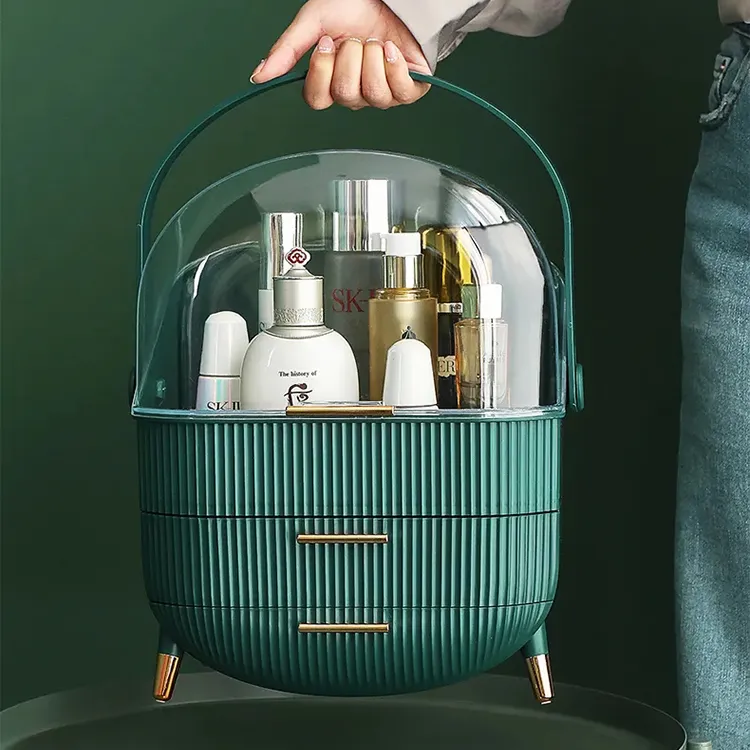 Grande capacité écologique mallette de rangement cosmétique étanche à la poussière salle de bain bureau beauté maquillage organisateur soins de la peau stockage