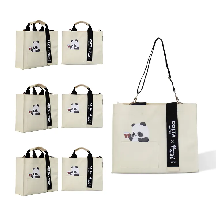 Individuell bedrucktes Logo Design Baumwoll tasche schwarz weiß rosa Natürliche Farbe 100% Baumwolle Canvas Einkaufstasche mit Reiß verschluss