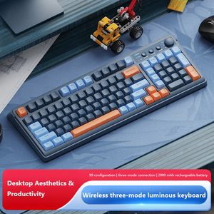 2.4G <strong>Wireless</strong> Three-mode Rubber <strong>Keyboard</strong> <strong>Wireless</strong> Multi-color Desktop Laptop Office Game 99-key <strong>Wireless</strong> <strong>Keyboard</strong>