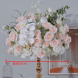 結婚式の装飾用品のための卸売テーブルセンターピースフラワー人工ファレノプシスボールシルクホワイトフラワーボール