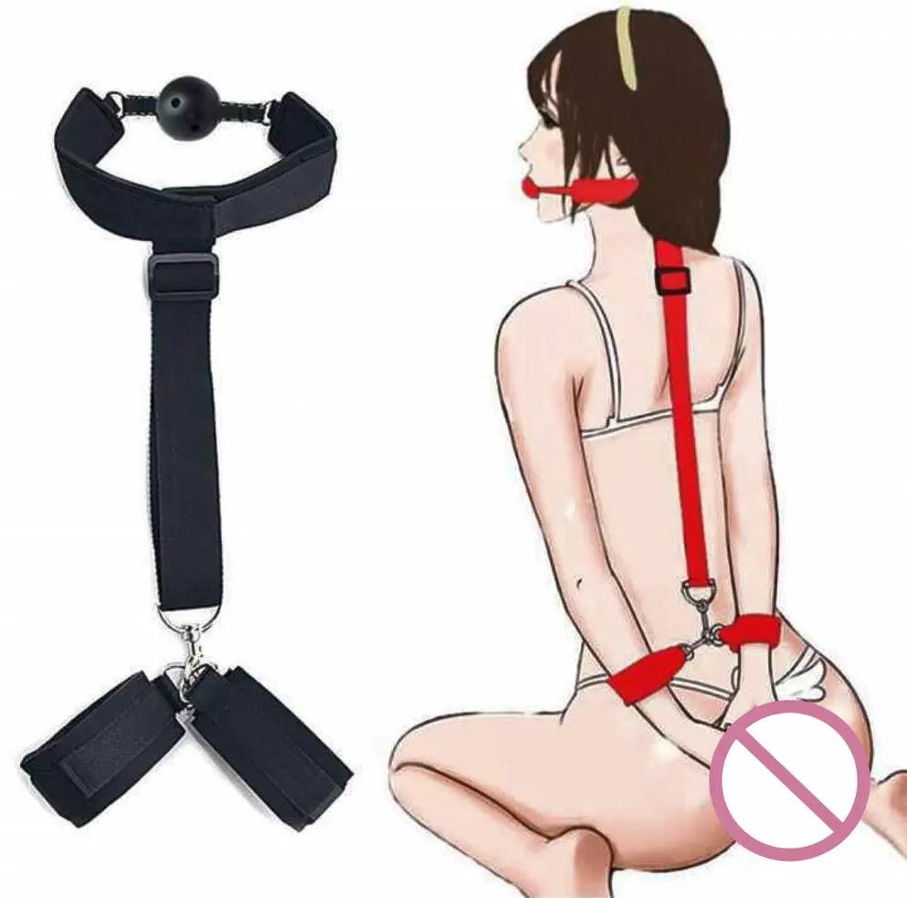 Japon SM bondage dos croix collier sangle menottes bouche balle Gag sexe menottes sexe fétiche esclave Bondage pour Couples