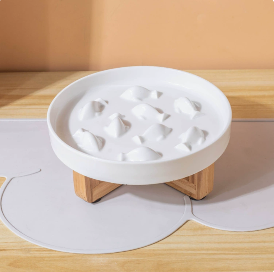 Fish Shape Slow Feeder + Wood Stand