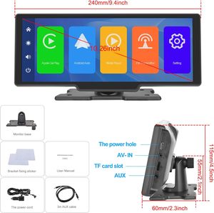 10.26インチカーMP5PNDユニバーサルカーモデルビデオディスプレイGPSナビゲーションシステムAndroidヘッドユニットカーラジオ (ナビゲーション付き) - Product Image 4
