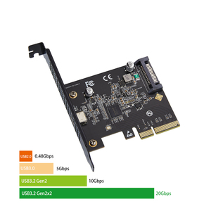 PCIe x4 zu USB 3.2 Gen2 x 2 USB C Typ-C Host-Controller-Karte Bis zu 20 Gbit/s für Desktop Asmedia 3242-Chip mit 15-poliger SATA-Strom versorgung - Product Image 1