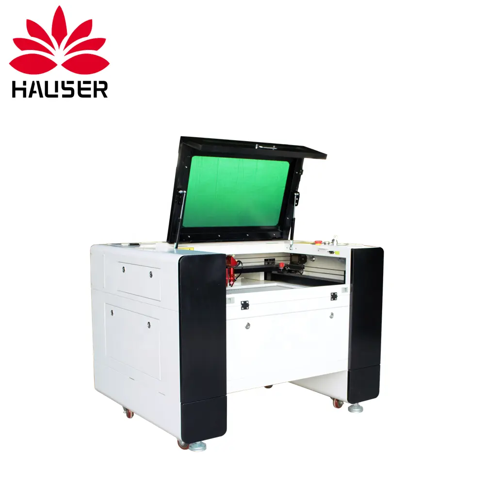 HAUSER 100W RUIDA 4060 CO2レーザー切断機は、衣類の生地、合板、革、アクリルガラスの切断に使用されます