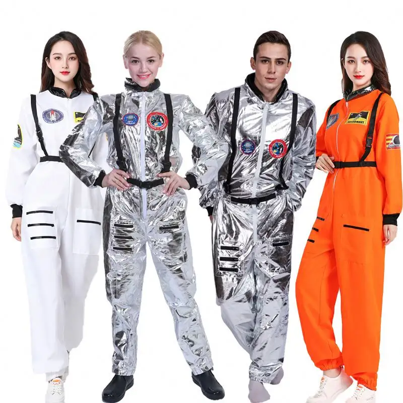 Penjualan terlaris kostum astronot Cosplay Halloween untuk pria dan wanita bermain peran 4 warna kostum Jumpsuit manusia luar angkasa