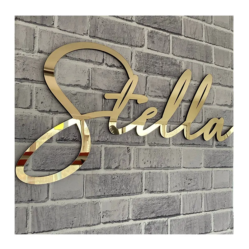 Plaque de signalisation personnalisable avec lettrage de bureau Lettres en acrylique 3d Logo mural en or rose