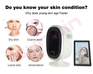 Analizador de piel facial 3D AI con pantalla de 15,6 pulgadas, máquina de escáner facial con espejo mágico para análisis de piel en varios idiomas para uso comercial