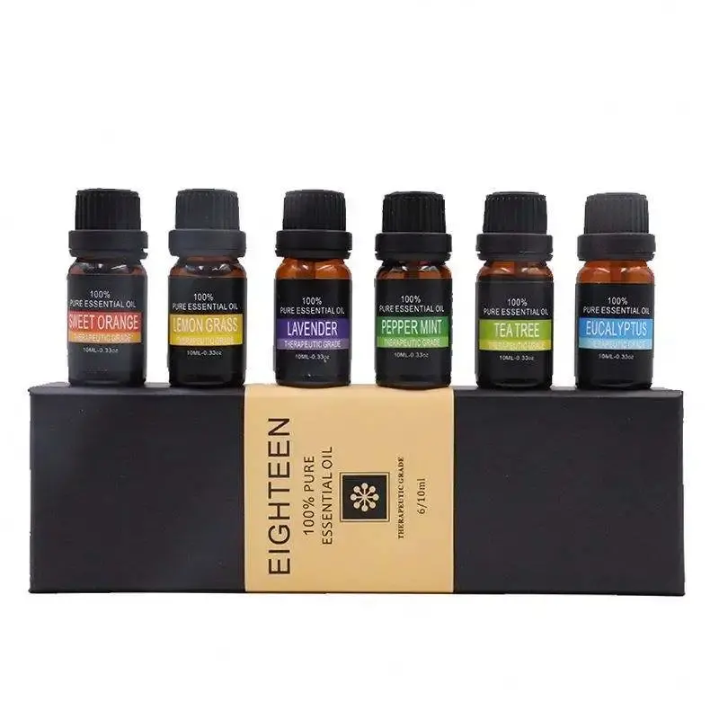 Juego de aceites esenciales de grado superior para aromaterapia, botellas de 10ml, lavanda, menta, eucalipto, clavo, cedro, aceite de naranja