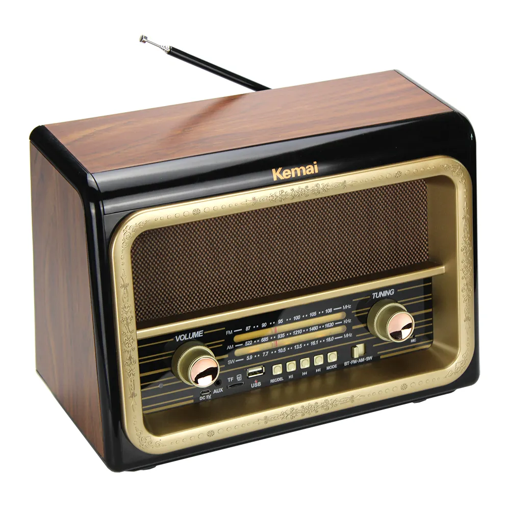 MD-1911BT Retro Am/Fm Radio Oplaadbare Vintage Stijl Draagbare Desktop Draadloze Radio Remote Houten Afwerking Usb Radio