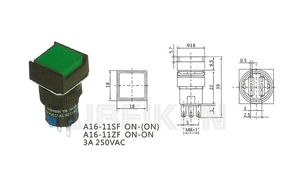 ABILKEEN 18mm PCB interruttore accessorio a pulsante SPDT sul pannello Standard montaggio pulsante anteriore rettangolare con perno - Product Image 6