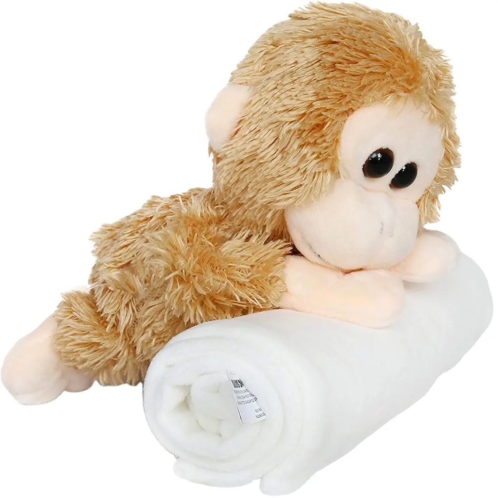 1178 Newborn Little Golden Monkey Stuffed Animal Plush Toy Yellow Monkey Plush Toy with Bath Towel