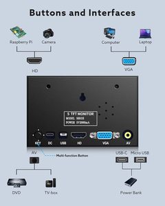 Eyoyo 5 Inch 800x480 Mini TFT <strong>LCD</strong> Screen Car DVR CCTV Small Monitor <strong>Display</strong> with HD/<strong>VGA</strong>/AV Video <strong>Input</strong> - Product Image 3