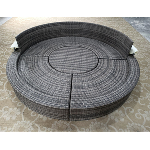 Cama de Sol de ratán para exteriores, mueble redondo de mimbre con dosel para piscina y jardín