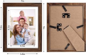 Kahverengi 5x7 resim çerçevesi seti 4, 6x8 duvar veya masa üstü için Mat ile 5x7 fotoğraf rustik ceviz çerçeveleri. - Product Image 3