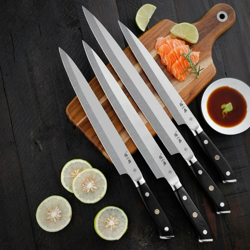 Ensemble de couteaux à sushi de chef de cuisine japonais en acier inoxydable avec manche en G10