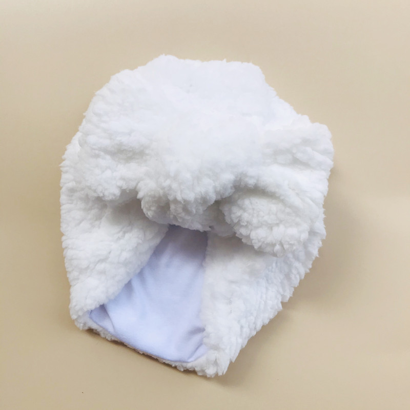 Blanc hiver filles bébé Sherpa doublé polaire Hat