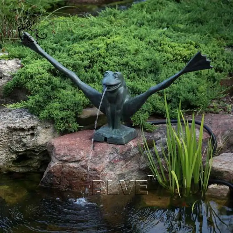 BLVE décor extérieur métal artisanat animaux Statues fontaine grandeur nature Bronze grenouille fontaine
