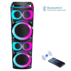 Pro luxo som grande dual 12 polegada sub woofer caixa de som trole portátil dj festa karaoke speaker set sistema com microfone