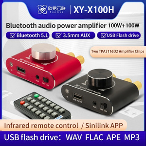 Placa amplificadora estéreo X100H 100W 12/24V altavoz amplificador de Audio BT 5,1 AUX USB u-disk Módulo de amplificación de entrada Control de aplicación - Product Image 4