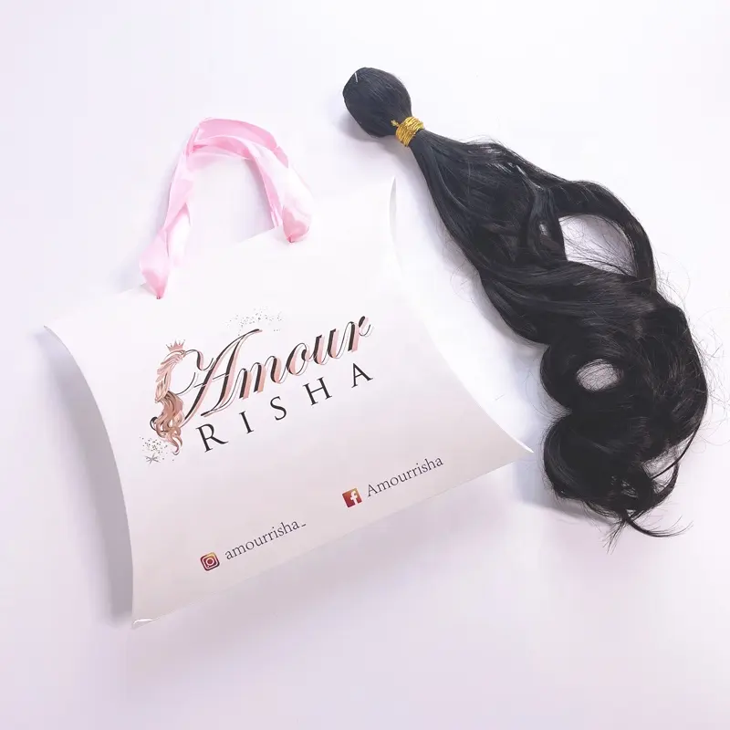 Embalagem de travesseiro personalizada para extensões de cabelo pacote de embalagem caixa e sacos