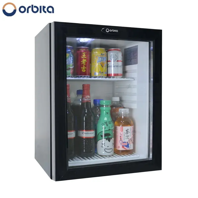 Mini Bar de puerta de vidrio, refrigerador portátil de acero inoxidable con absorción de 30L, 40L y 60L, 65 Orbita, compacto, electricidad, 2 años, 220