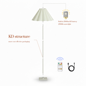 Bắc Âu hiện đại dẫn không dây Đèn sàn Pin hoạt động có thể sạc lại vải hoa Chụp đèn trang trí nội thất phòng khách phòng ngủ - Product Image 5