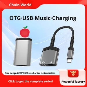 OTG อะแดปเตอร์เสียง USB ชนิด2-in-1, อะแดปเตอร์แปลงหูฟังโทรศัพท์ยูเอสบีพร้อมแจ็กเก็ตพีวีซีสามารถใช้ได้กับ Apple - Product Image 4