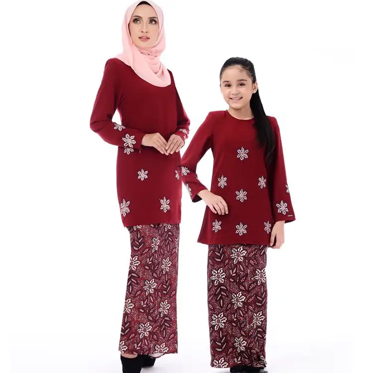 Vestidos modernos de encaje para madre e hija, moda a juego, Abaya, venta al por mayor, ropa de Boutique para niños