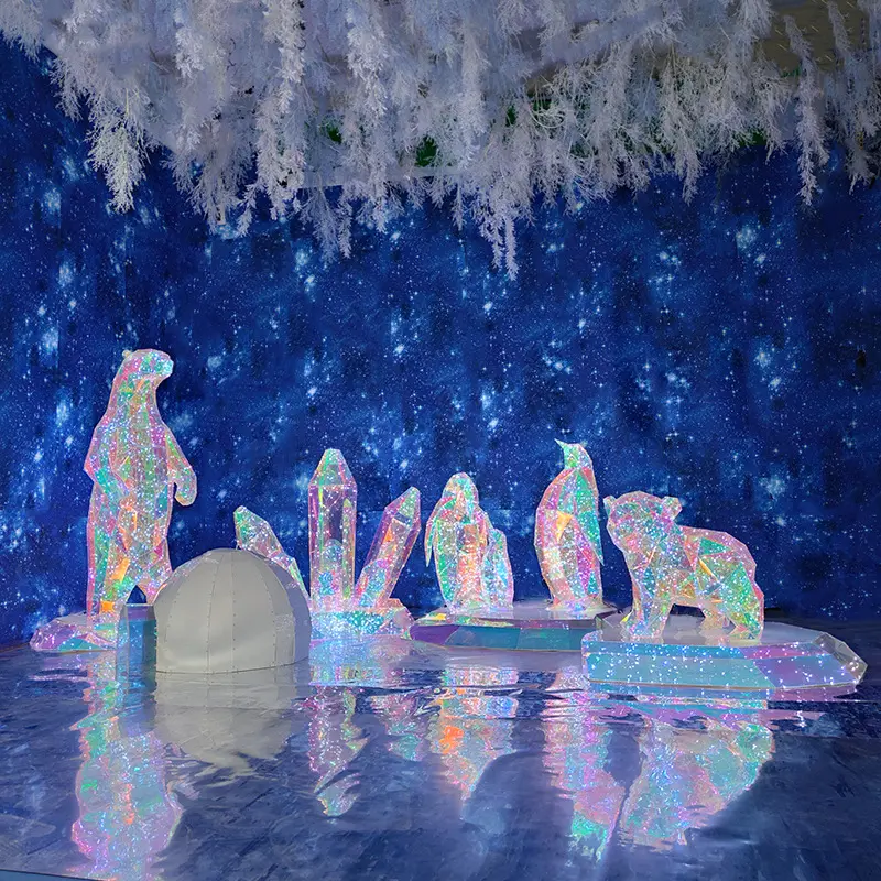 Polar Bear Luminous Penguin Ice and Snow Series Oliday Party Shopping Mall Scene Window Decoration Background Ornaments