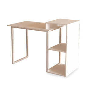 Mesa de ordenador portátil de fácil montaje y Escritorio de ordenador de estudio con estantería superior de MDF y base de metal para espacios pequeños, oficina y hogar - Product Image 2