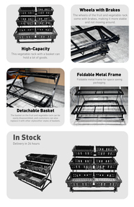 Gấp khung kim loại trái cây gian hàng di chuyển 3 lớp hiển thị đứng có thể gập lại Rau hiển thị giá - Product Image 4