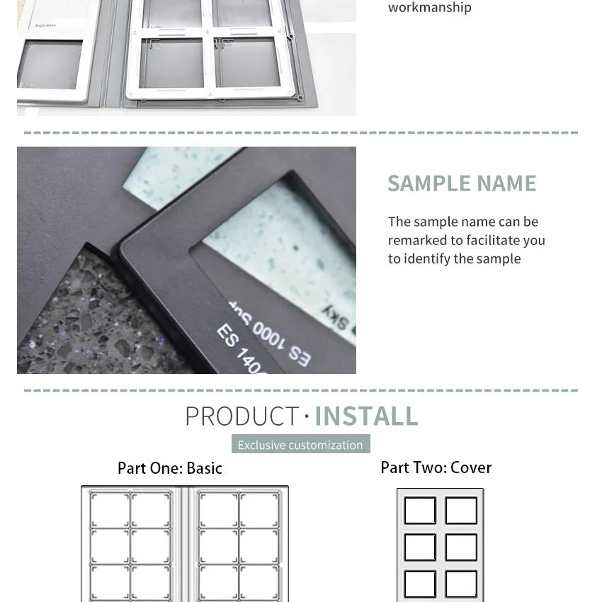 Tsianfan Mosaic Panel Brochure Case Packing Specimen Folder Tile Display Ceramic Stone Granite Marble Quartz Plastic Sample Book