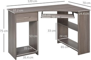 L-Shaped Canto <span class=keywords><strong>Computer</strong></span> <span class=keywords><strong>Desk</strong></span> 2 Prateleiras Ampla Worktop Teclado Bandeja Gaveta & <span class=keywords><strong>CPU</strong></span> <span class=keywords><strong>Stand</strong></span> Home Office Estudo Quarto Mobiliário Branco - Product Image 3