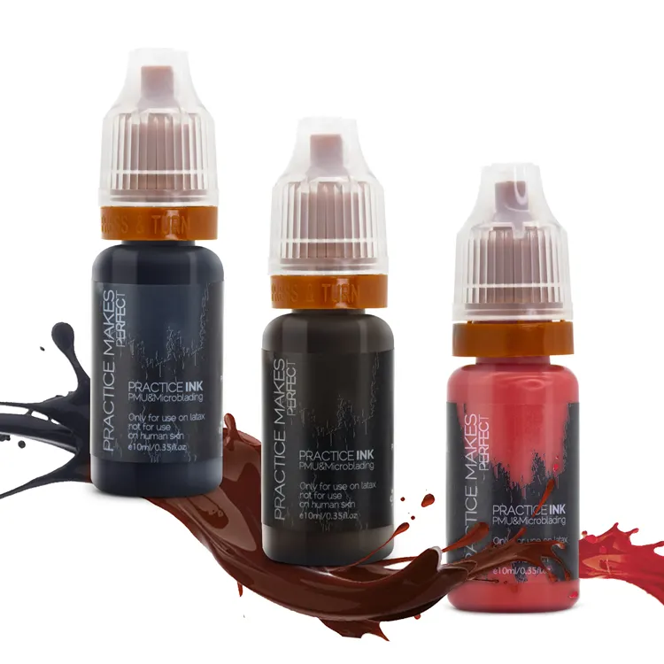 3 colori Practice Pigment Kit PMU Tattoo Ink sopracciglio Lip Tattoo Pigment set per macchina e Microblading