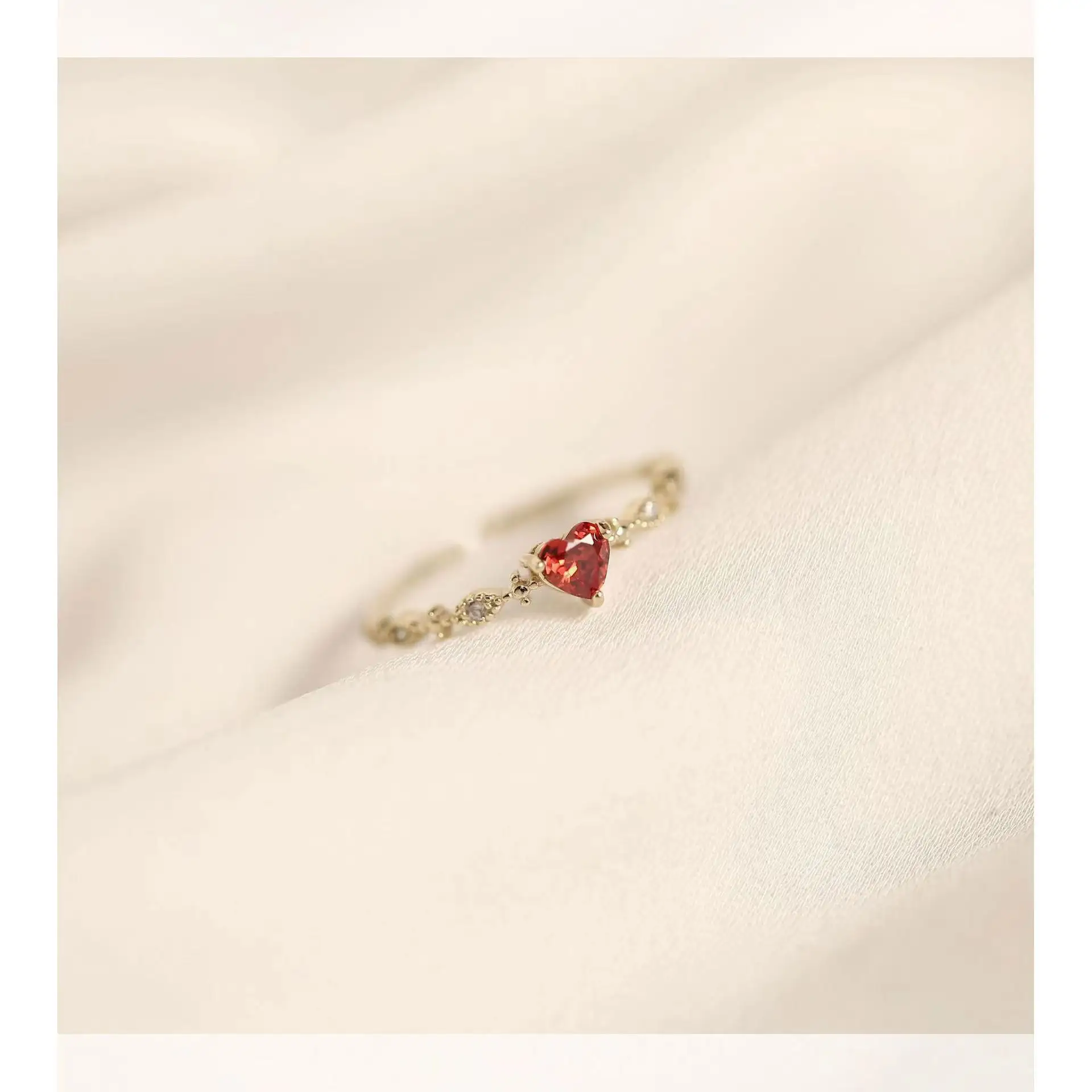 Valentines Day Jewelry Fine Korean 925 Sterling Silver Ruby Stone Natural 18K Gold Plated Elegant Finger Ring for Women