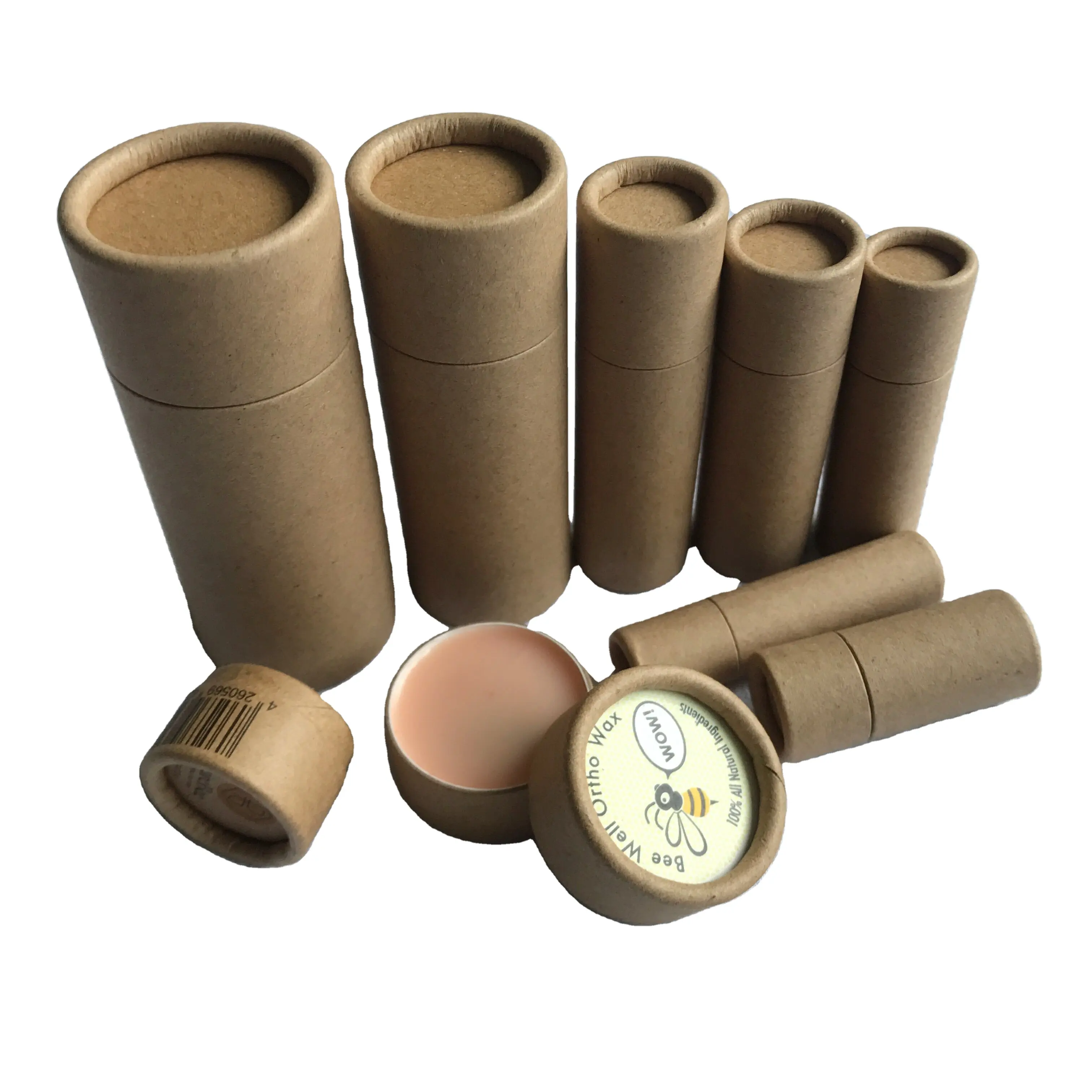 Design personalizado Empurre Embalagens Ecológicas Recicláveis Biodegradáveis Para Lip Balm Desodorante Produtos De Venda Quente Tubo De Papel