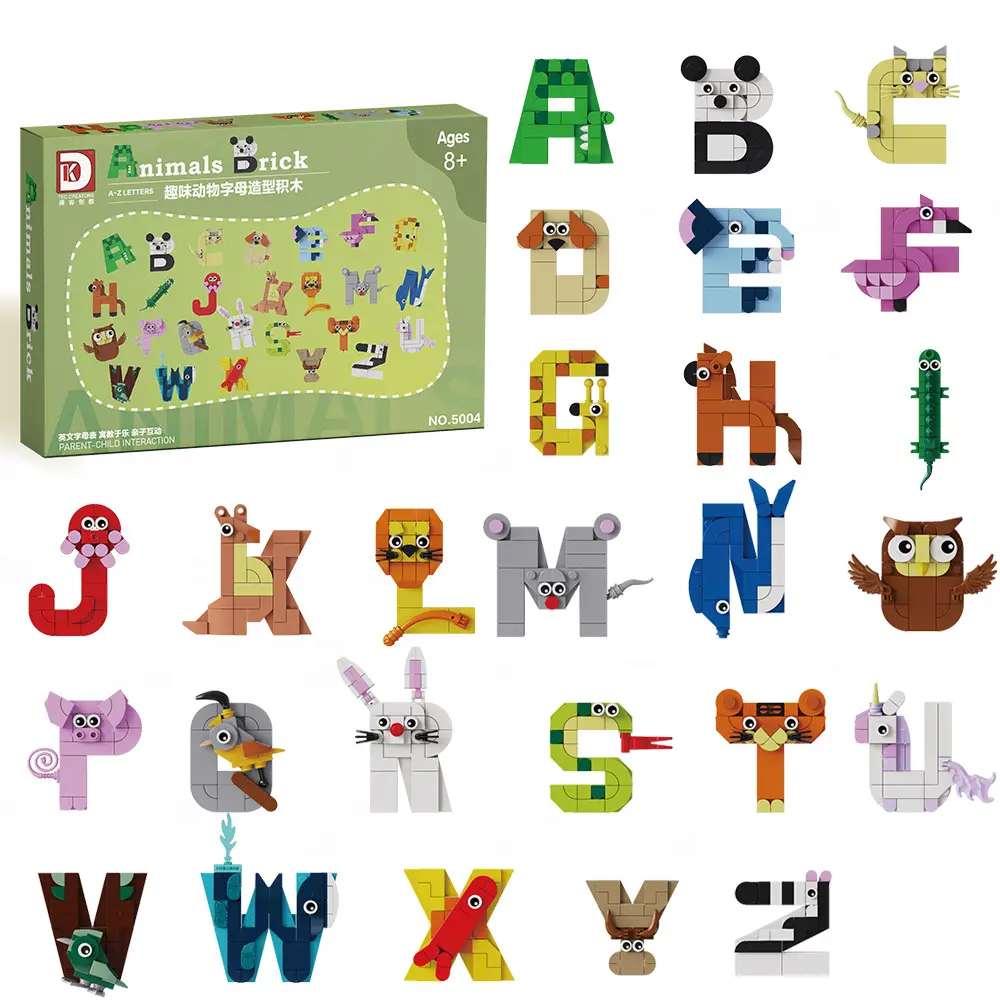 Buildmoc 26 Stijl Alfabet Engelse Letters Dieren (A-Z) Bouwstenen & Modelset Educatie Bakstenen Speelgoed Voor Kinderen Kinderen Kinderen