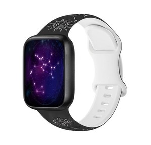 シリコン素材12星座白黒シリーズアップルウォッチ用42/44/45/49mm