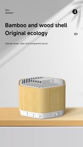 Altavoz Bluetooth de bambú inalámbrico de tamaño mini portátil sistema de sonido de escritorio de computadora al aire libre - Product Image 2
