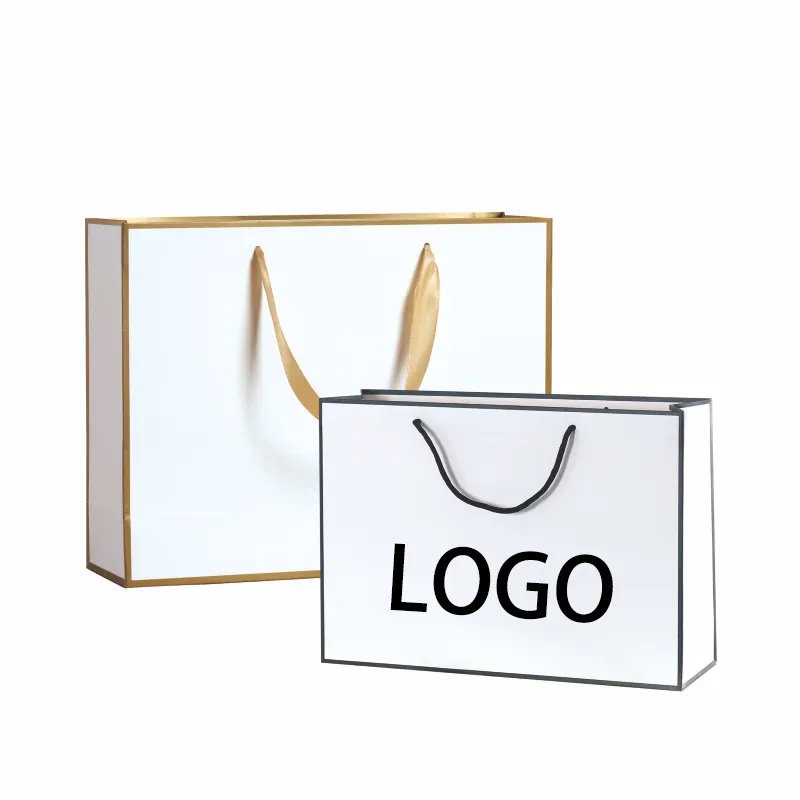 Bolsas de compra de ropa de lujo personalizadas, bolsas de papel al por menor con impresión de logotipo