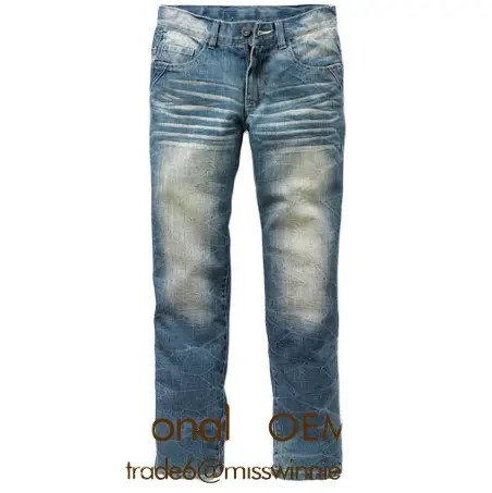 OEM new boy child blue jeans with whisker monkey wash kid clothes pants wholesale china