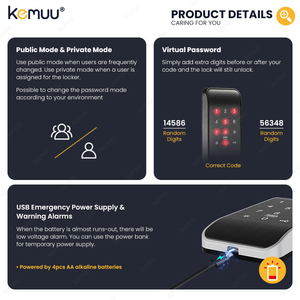 KEMUU TTlock app Custom elettrico Rfid Card palestra armadietti numeri di blocco codice pubblico biometrico palestra armadietti con serrature - Product Image 3