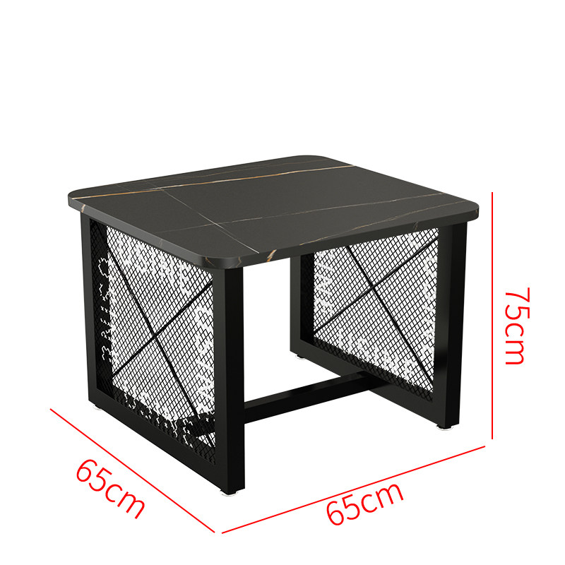 Table à double assise avec plateau en pierre structurée en grille haut de gamme