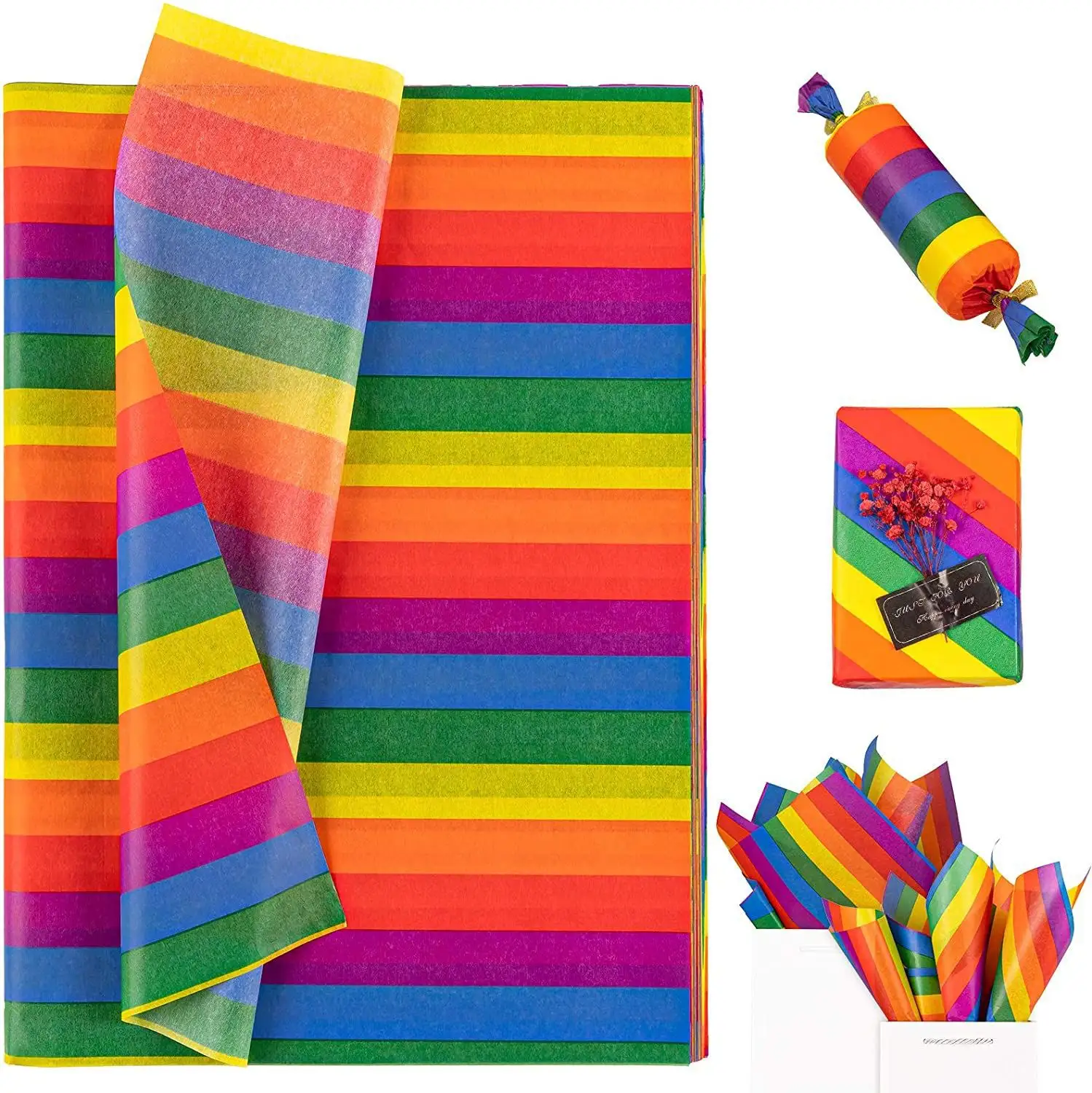 Impresión personalizada, 17gsm arcoíris de papel tisú, embalaje para regalo