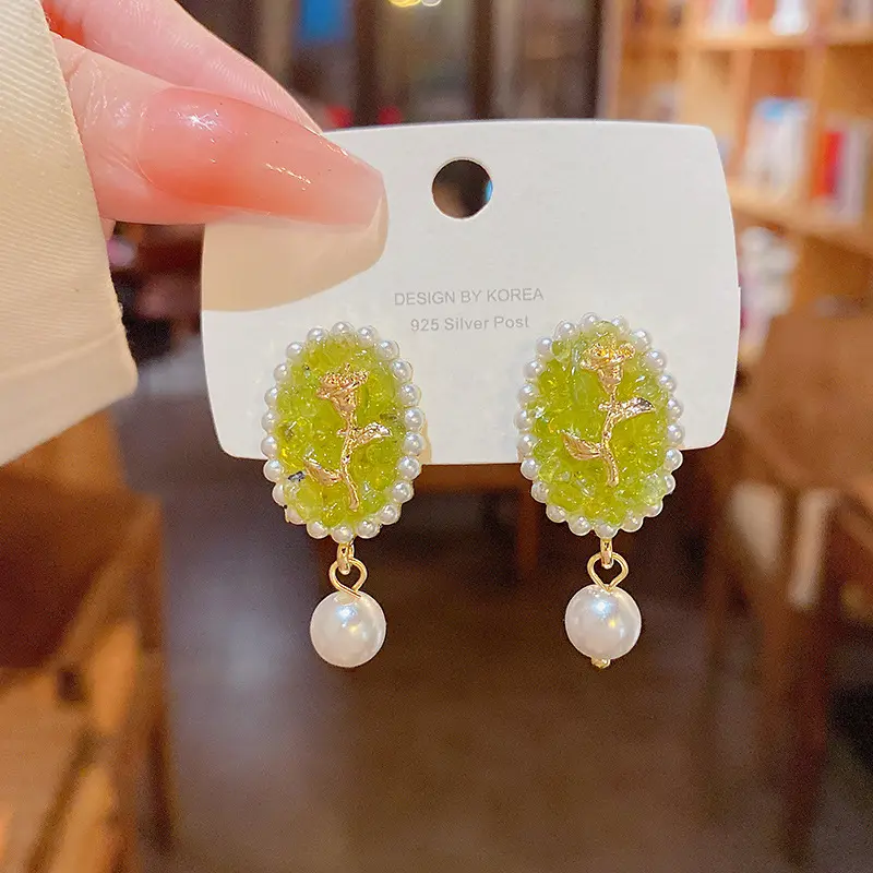 forest department acrylic flowers pearl earrings female small fresh fashion personality ear studs