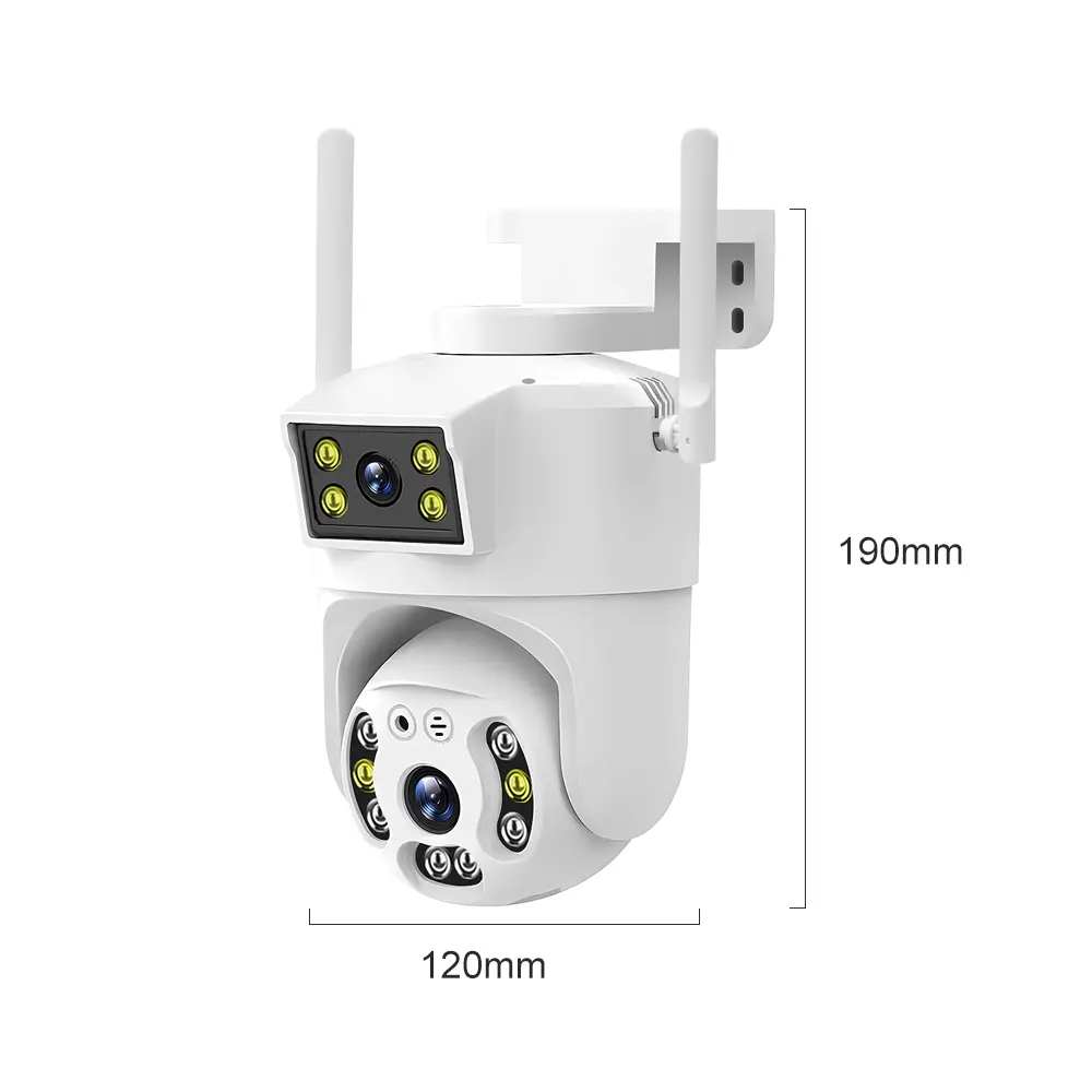 كاميرا أمان خارجية لاسلكية مزودة بعدسة مزدوجة ذكية صغيرة مقاومة للماء cctv من نوع PTZ Dom
